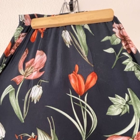 Lulus | Magdalena Navy Blue Floral Print Wrap High-Waist Maxi Skirt | Size S - Picture 12 of 13